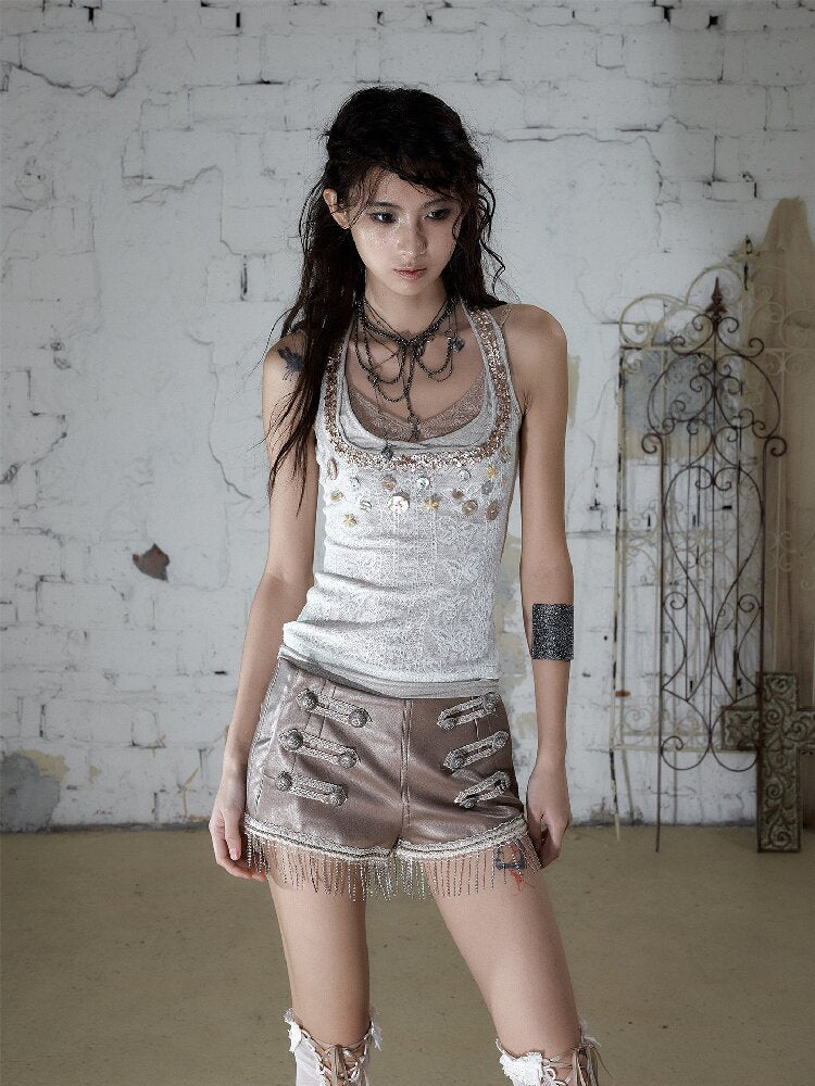 Island Punk Shell Buckle Vest Top【s0000016992】