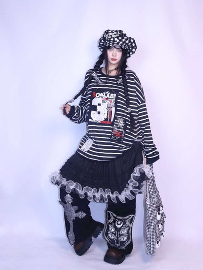 Patchwork A-Line Lace Long Skirt【s0000014625】