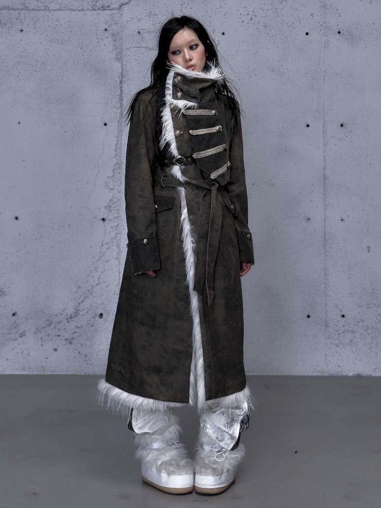 Modern Knight Fur Long Trench Coat【s0000014924】
