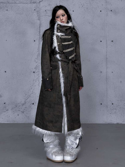 Modern Knight Fur Long Trench Coat【s0000014924】