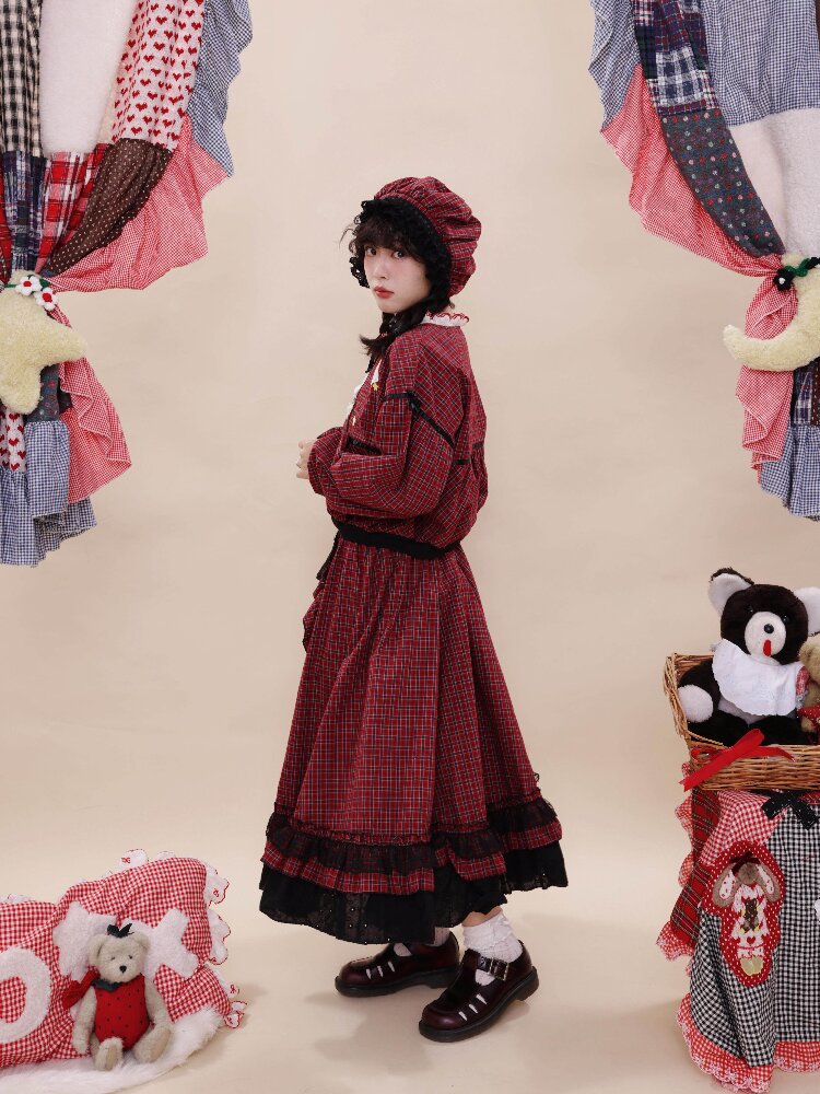Plaid Lace Cake Waltz Skirt【s0000019284】