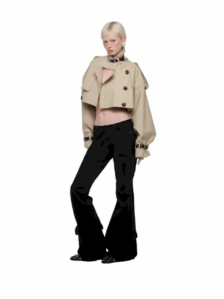 Washed Canvas Retro Flared Pants【s0000011574】