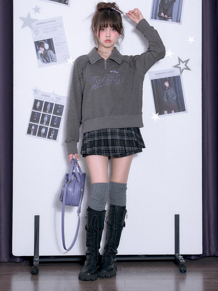 Half high neck Long Sleeve Sweatshirt【s0000011667】