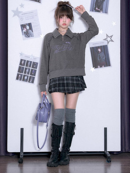 Half high neck Long Sleeve Sweatshirt【s0000011667】