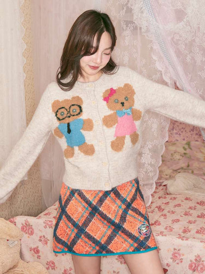 Two-Tone Check Knit Skirt【s0000014495】