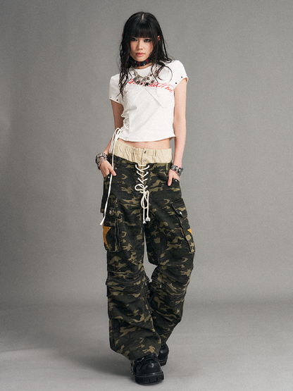 Double Waist Camouflage Wide Leg Pants【s0000017773】