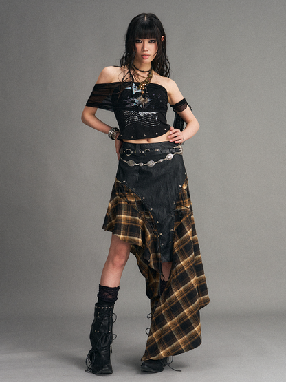 Mesh Knit Strapless Cropped Top【s0000017525】