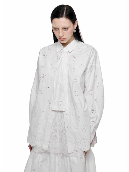 Hollow Jacquard Fabric Silhouette Shirt【s0000011619】