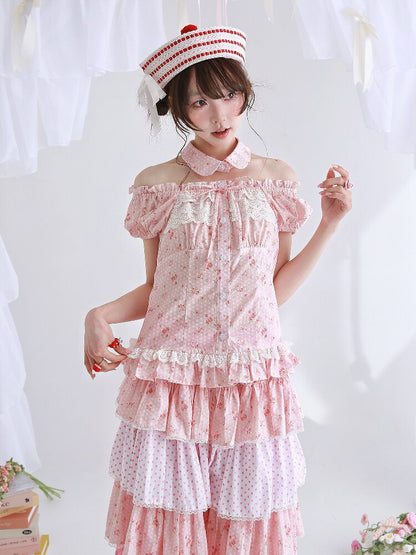 Pink Polka Dot Short Sleeve Shirt【s0000016555】