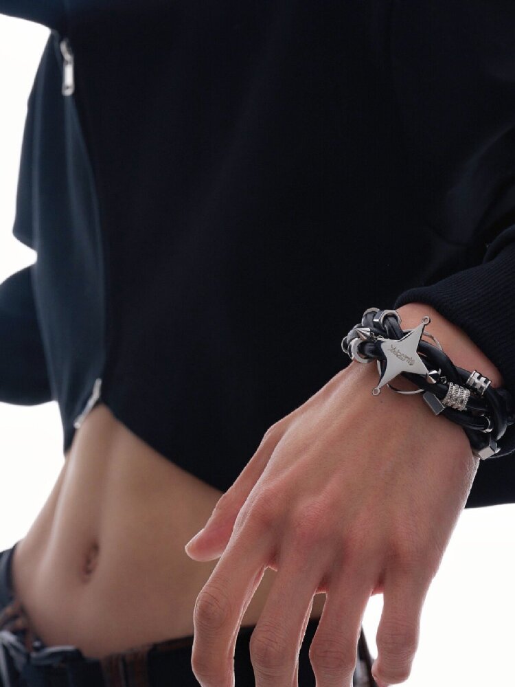 Leather Heavy Beaded Bracelet【s0000018841】