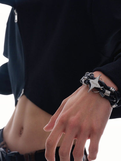 Leather Heavy Beaded Bracelet【s0000018841】