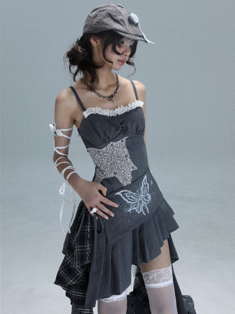 Polka Dot Plaid Stitching Dress【s0000016724】