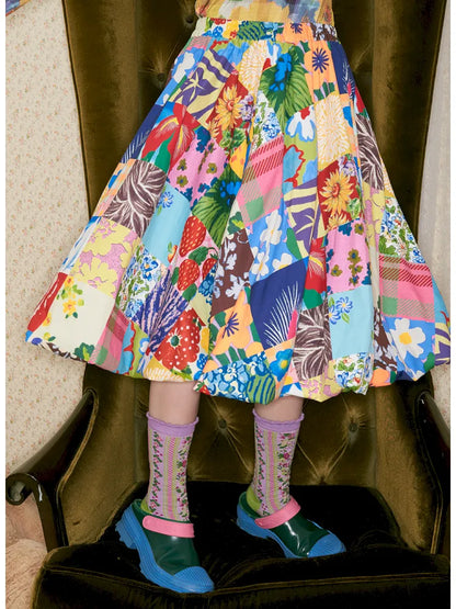 Patchwork Floral Print Skirt【s0000014148】