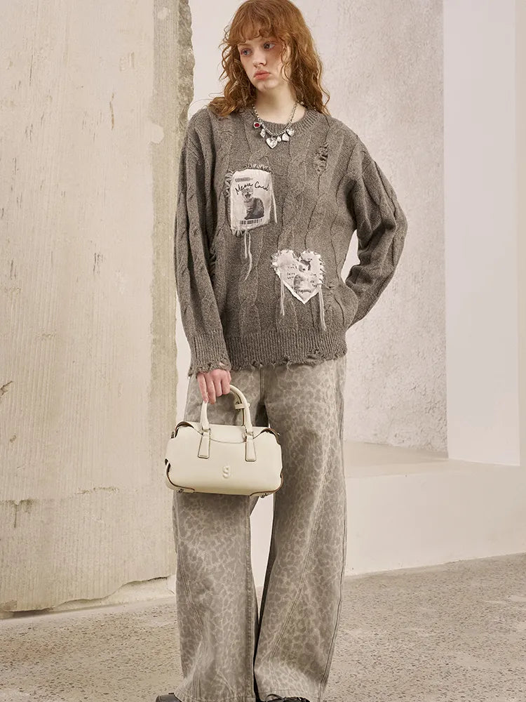 Long Sleeve Oversized Cable-Knit Pullover Sweater【s0000014051】