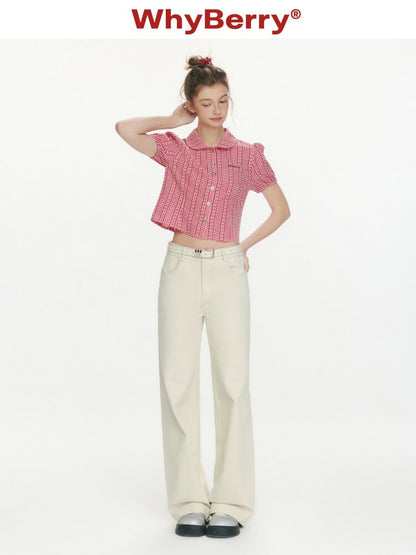 Flower Story Red Plaid Doll Shirt【s0000015687】