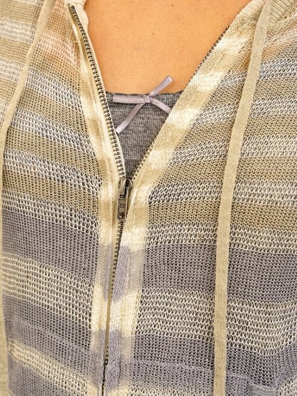 Linen Blend Gradient Hooded Top【s0000017930】