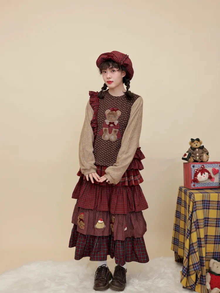 Embroidered lace-trim knit sweater【s0000014173】