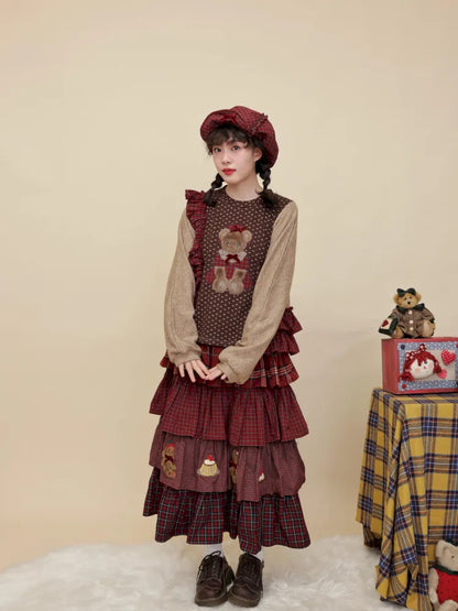 Embroidered lace-trim knit sweater【s0000014173】