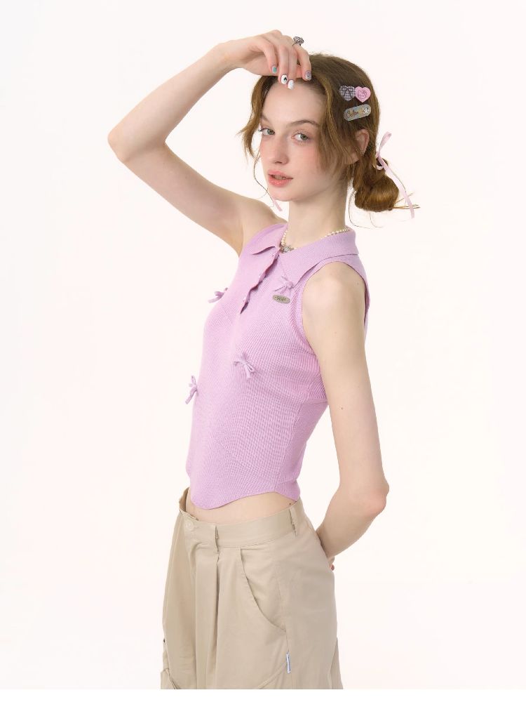 Polo Neck Bow Tank【s0000012220】