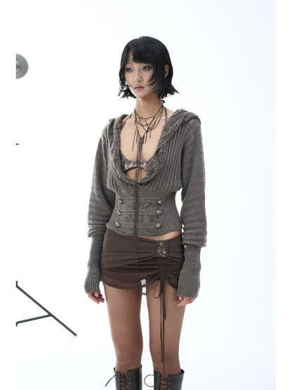 Vintage Hooded Knit Bat Sleeve Top【s0000018486】