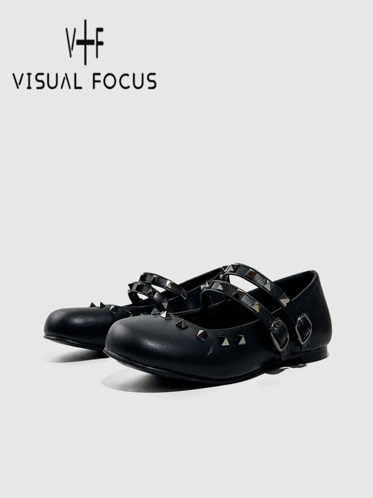Vintage Rivet Flat Ballet Shoes【s0000015705】