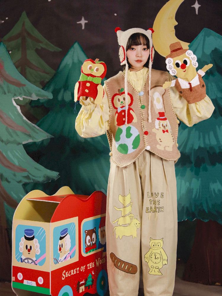 Apple Earth Toast Khaki Knit Vest【s0000005688】