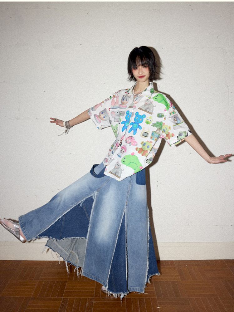 Irregular splicing denim back dress【s0000012431】