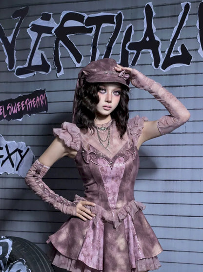 Embroidered Sequins Denim Girl Punk Style Slip Dress【s0000014023】