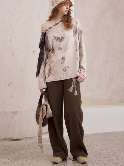Loose-Knot Straight-Leg Wide-Leg Pants【s0000014046】