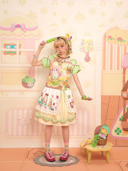 Patchwork Color Collision Neck T-Shirt【s0000013347】