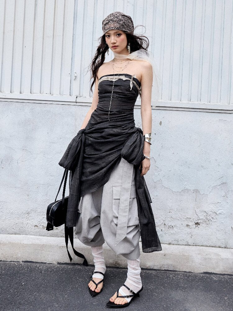 Romantic Lace-Up Bow Bandeau Top【s0000016866】