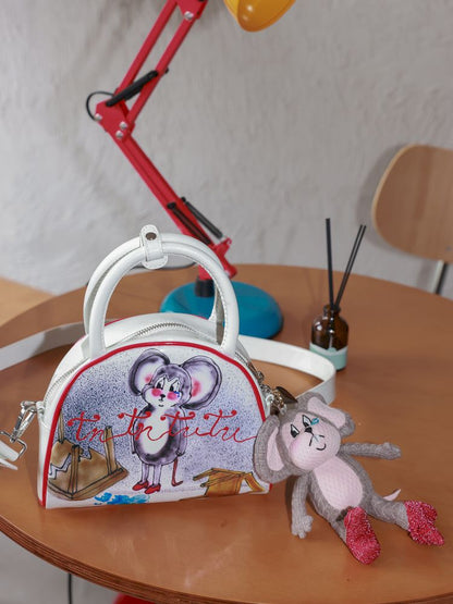 Small mouse microfiber leather handbag【s0000012826】