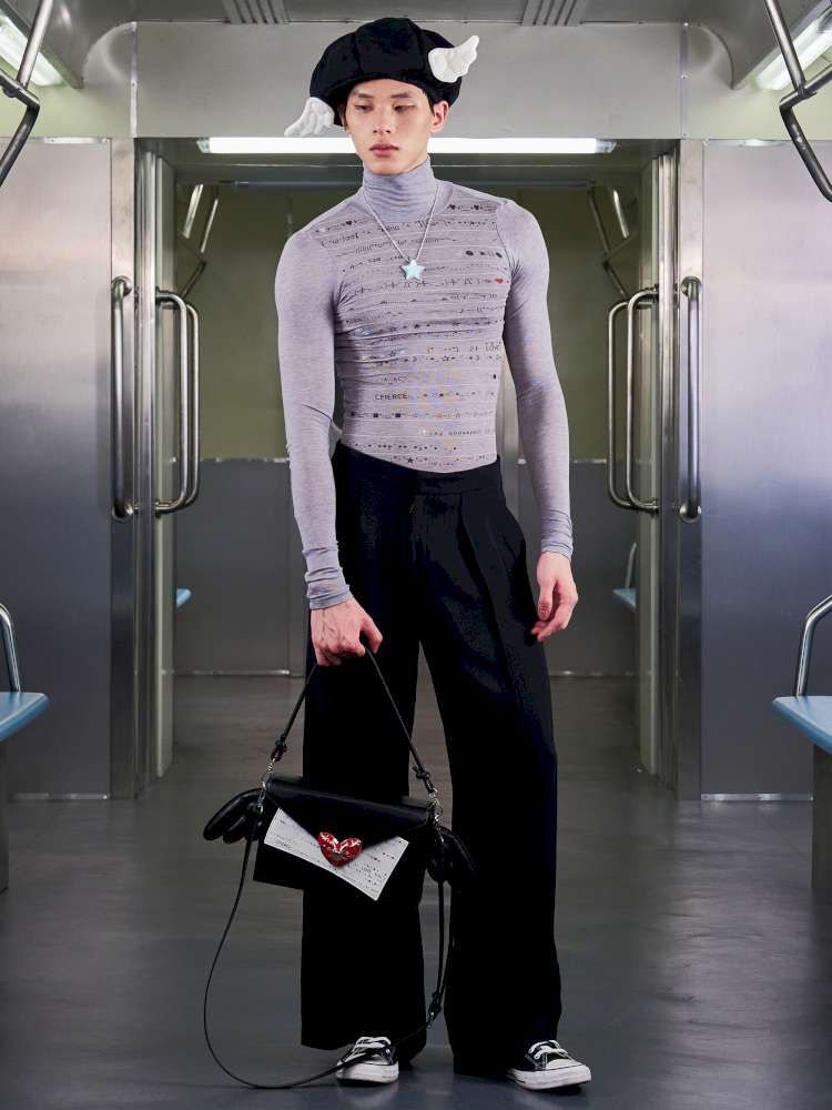 Wool Blend Emoji Stripe Turtleneck【s0000014648】