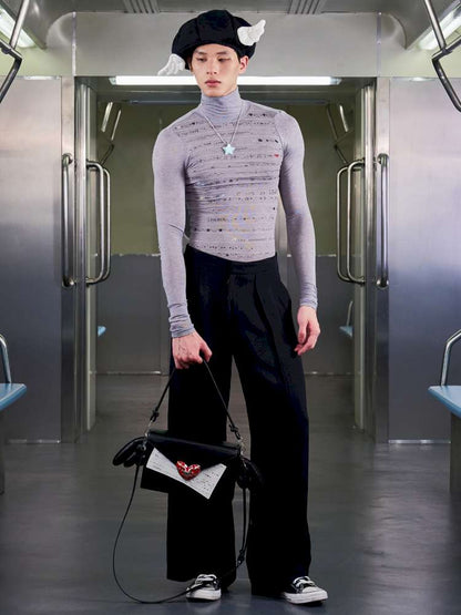 Wool Blend Emoji Stripe Turtleneck【s0000014648】