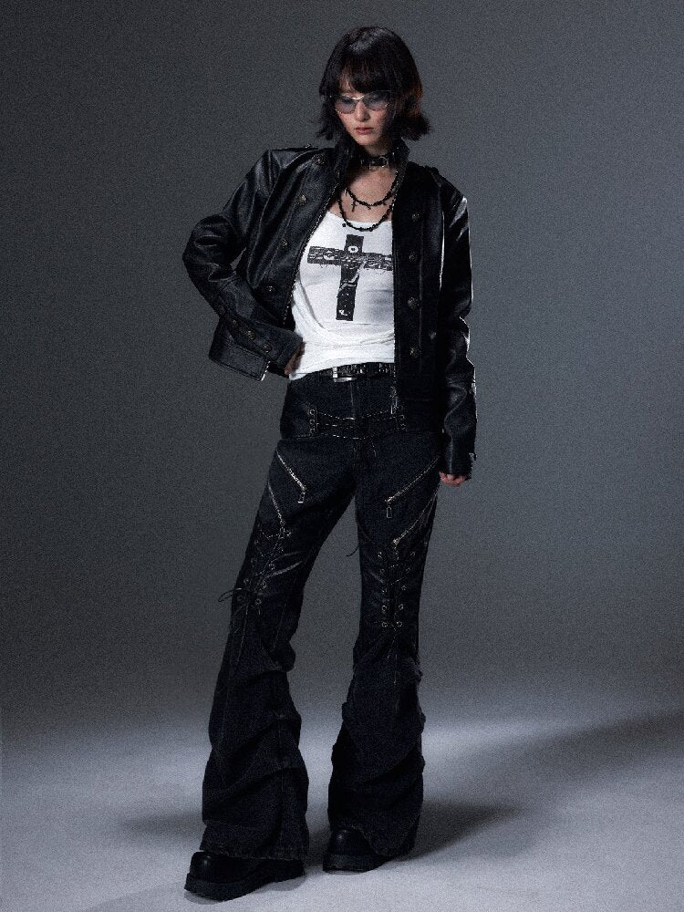 Punk Washed Pleated Denim Pants【s0000018006】