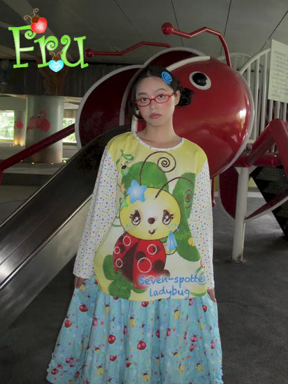 Beetle Print Cute Casual Oversized T-Shirt【s0000014192】