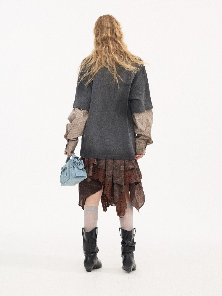 Lace Paneled Irregular Skirt【s0000015901】