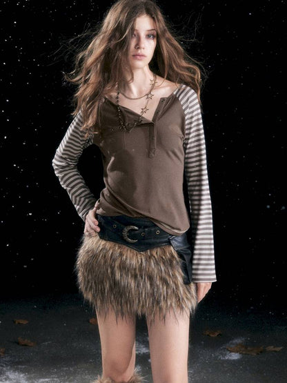 Striped Raglan Sleeve T-Shirt【s0000014430】