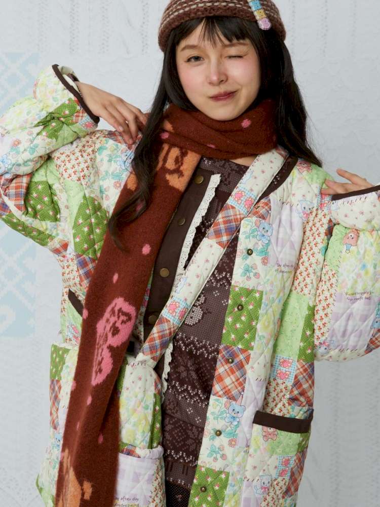 Quilted Print Blocked Padded Jacket【s0000015037】