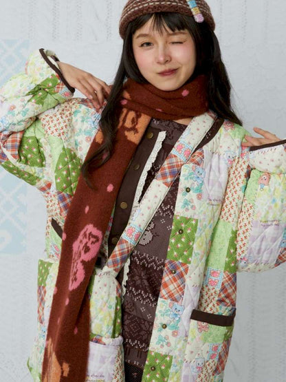 Quilted Print Blocked Padded Jacket【s0000015037】