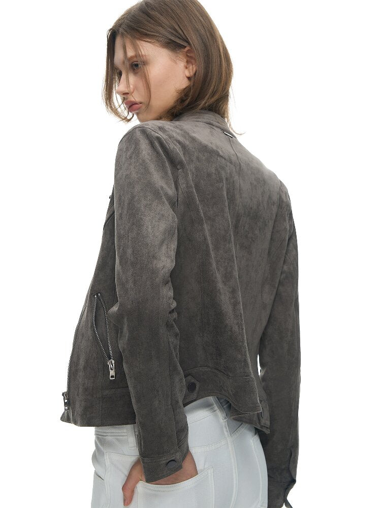 Vintage Suede Slim Cropped Jacket【s0000015859】