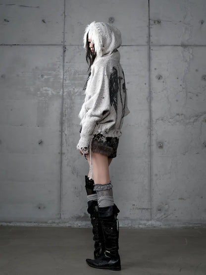 Lazy Knit Batwing Hooded Sweater Jacket【s0000014112】