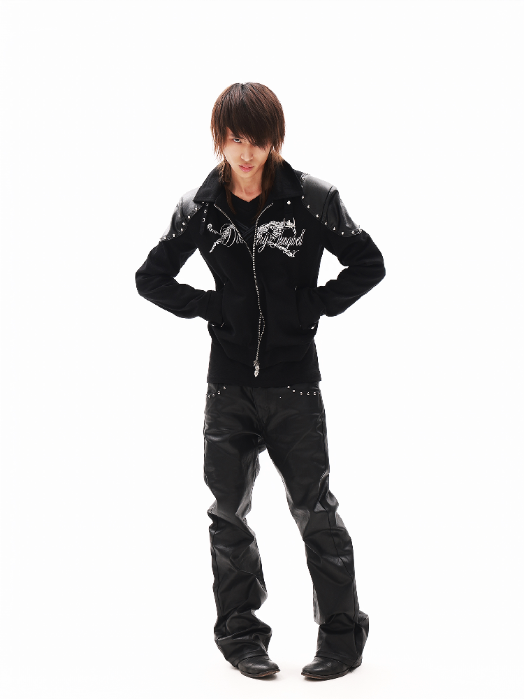 Leather Armor Rivet Canvas Jacket【s0000018352】