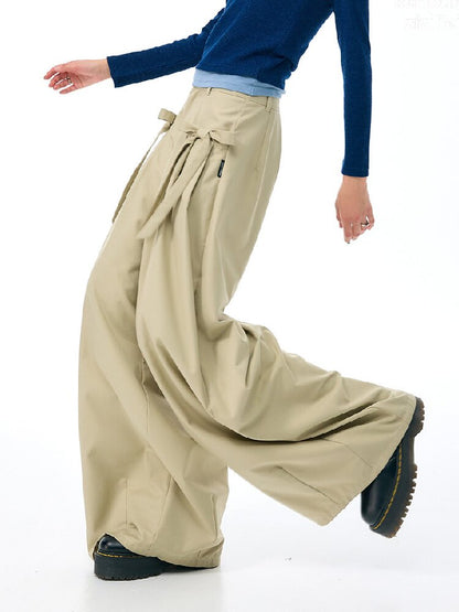 Soft Bow Drape Casual Wide Pants【s0000017874】