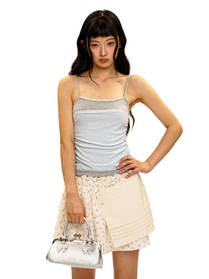 Tencel Linen Faux Two Piece Top【s0000017419】