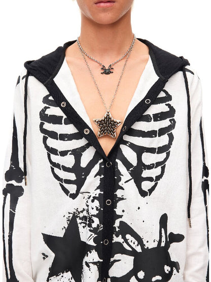 Full Diamond Bunny Skull Necklace【s0000016045】