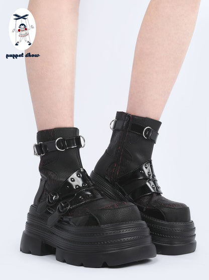 Black Cool Square Toe Martin Boots【s0000013707】