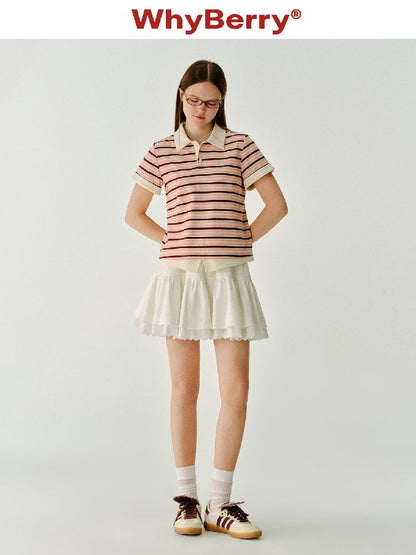 Color Clash Striped Polo Shirt【s0000011981】