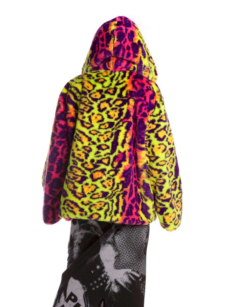Fluorescent Neon Leopard Print Fur Hooded Jacket【s0000014912】