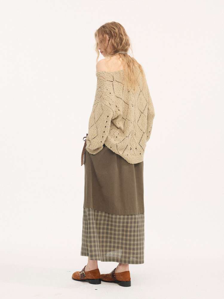 Turn-up Plaid Patchwork Skirt【s0000015408】